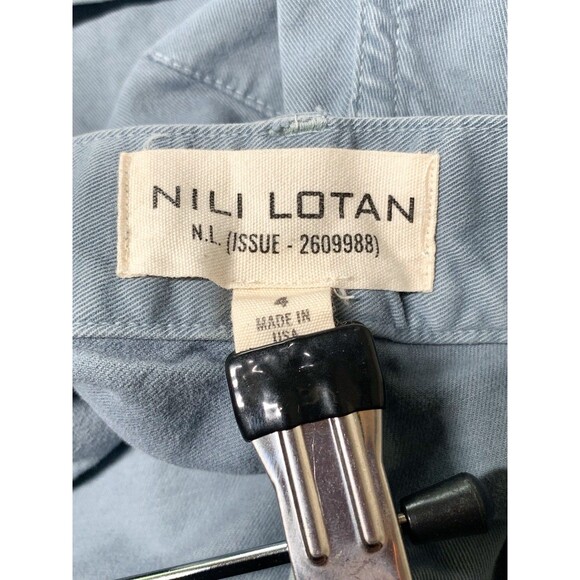 Nili Lotan Shon Pants 4 Vintage Blue Barrel Leg Cotton - Picture 7 of 8